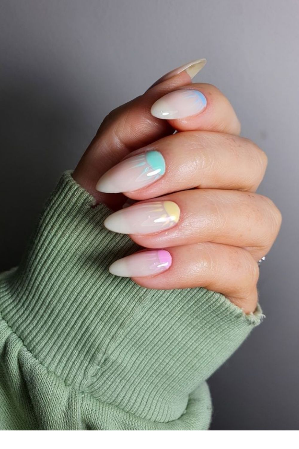 Cute Summer Pastel Nails With Almond Shaped Nails