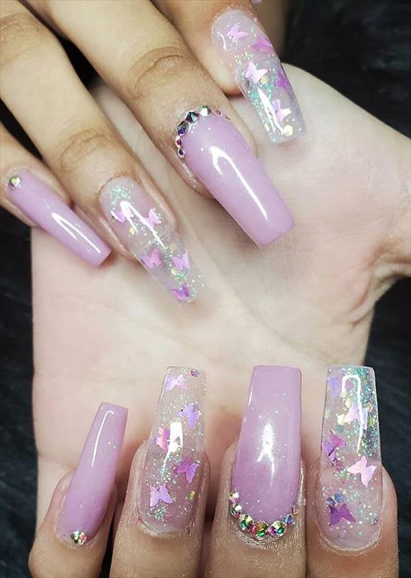 Add a broken Diamond to your Butterfly coffin nails designs, and the nails ...