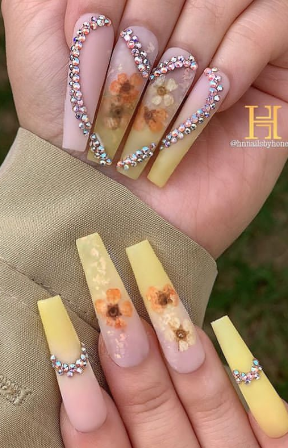 Bling Acrylic Coffin Nails Design With Rhenistones Charming And Pretty Mycozylive Com