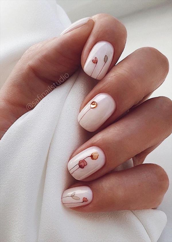 52 short flower nails design you can not resist this summer, pretty and