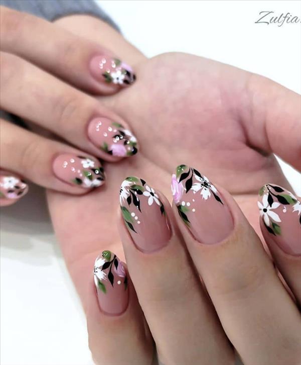 52 short flower nails design you can not resist this summer, pretty and