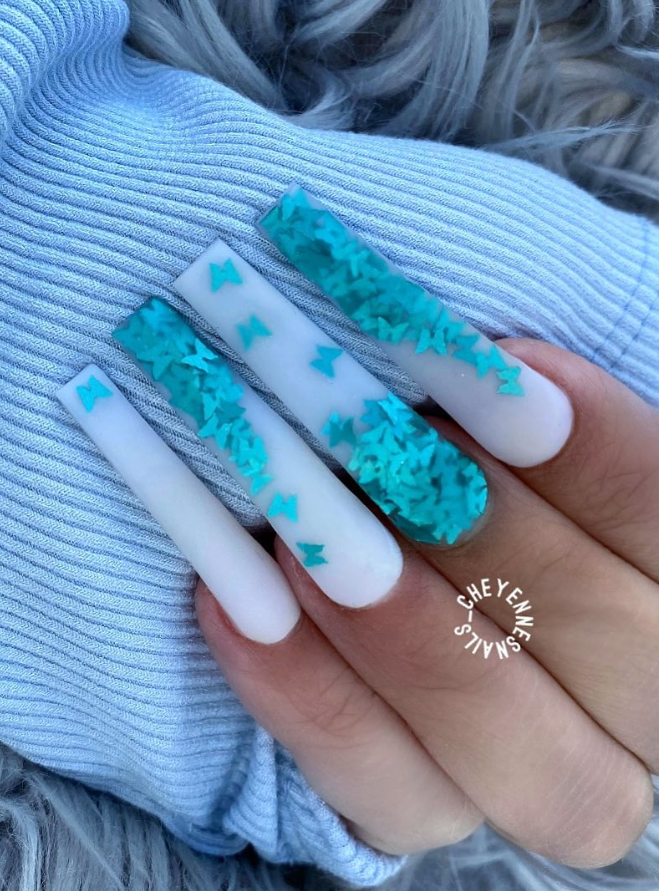 cute light blue acrylic nails