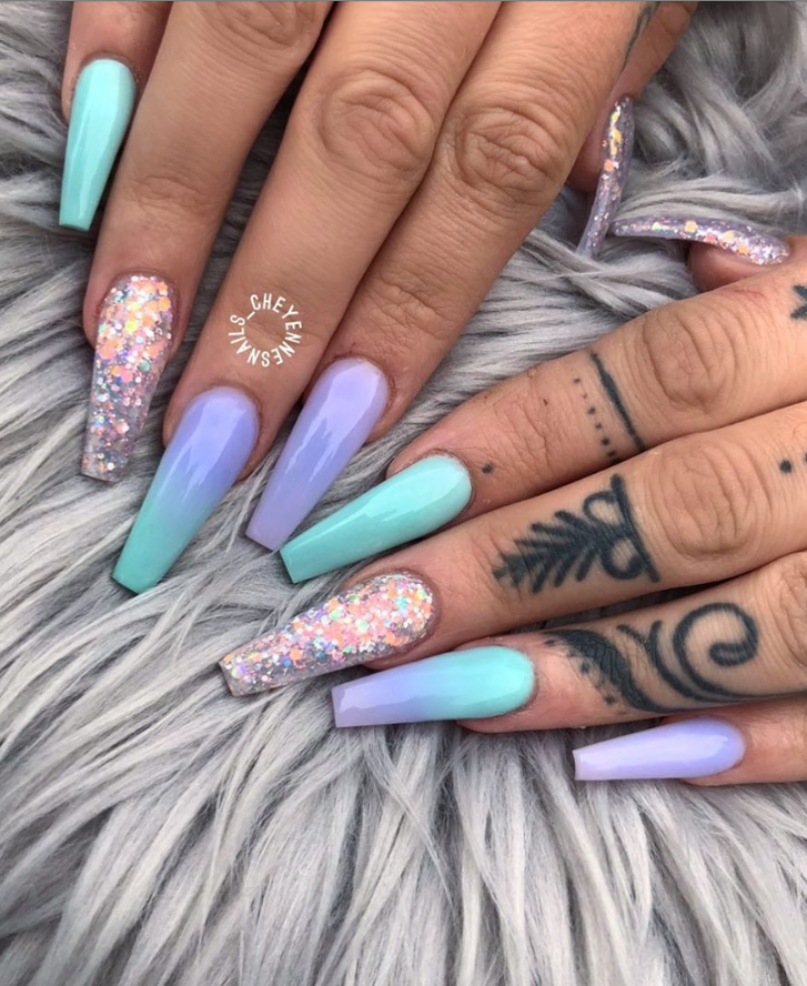 21 Trendy summer nails ideas-hot acrylic blue coffin nails design