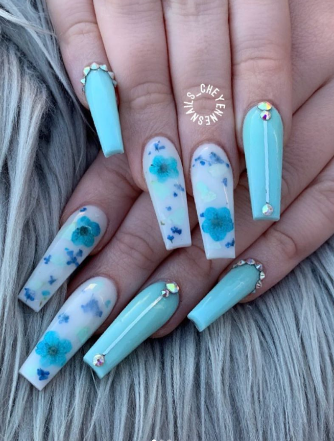 light blue nail designs coffin