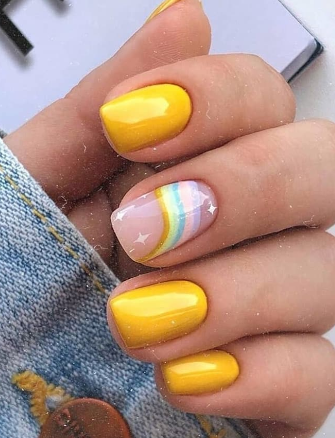 2020 Summer trendy nails design for pretty short square nails