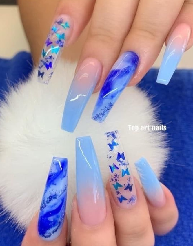 summer light blue nail designs 2021