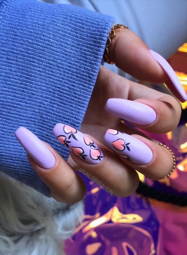 Nails design | Pretty cartoon nails with acrylic coffin nails design to