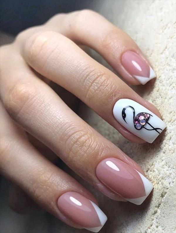 Pink nails | Acrylic short square nails design with pink nails color