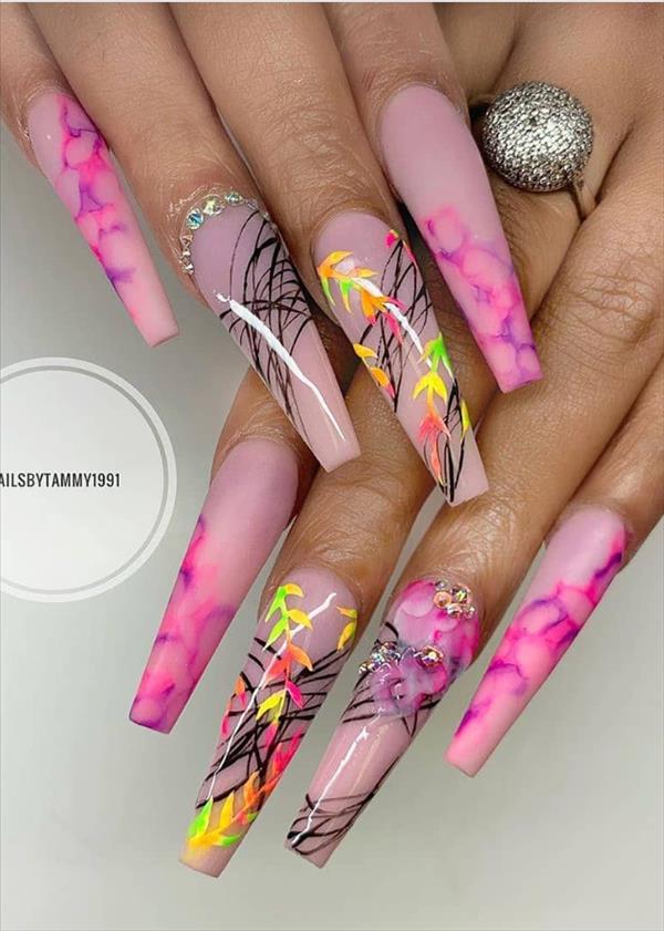 Awesome trendy gel coffin nails to cool your summer nail design - Mycozylive.com