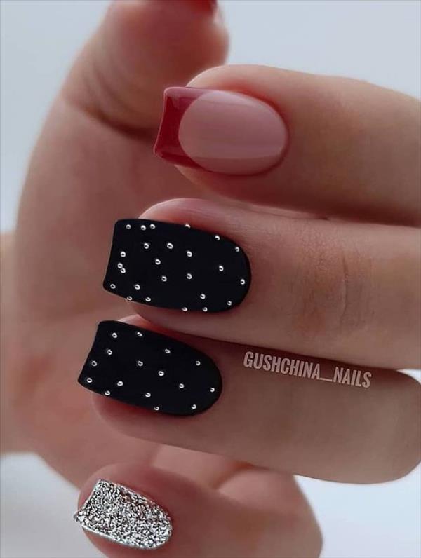 55 Pretty acrylic short square nails design to welcome your Chistmas ...