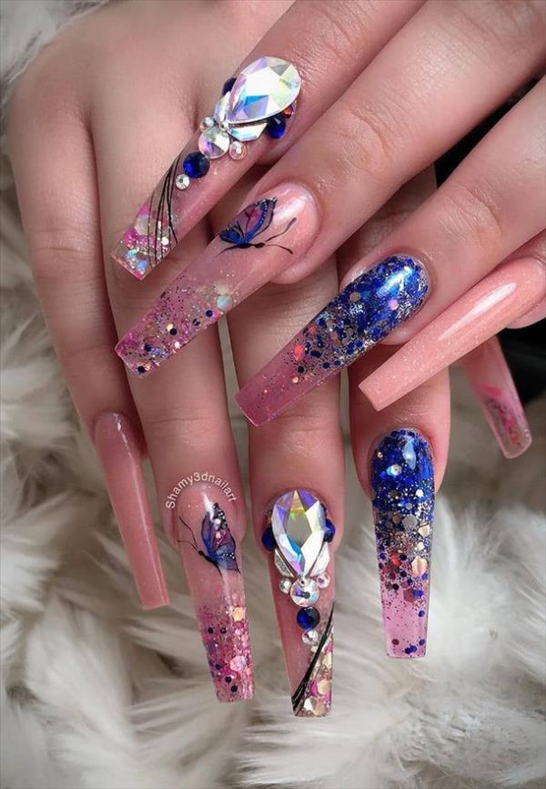 24 Super hot butterfly nails for acrylic coffin nails ideas 2021 ...