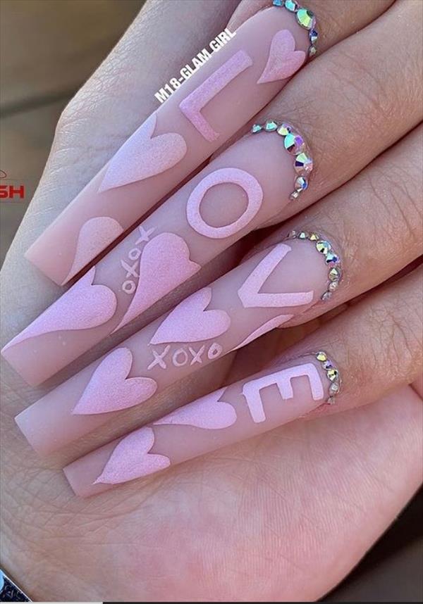 Nails Design | 42 Beautiful acrylic Valentine nails design you must try