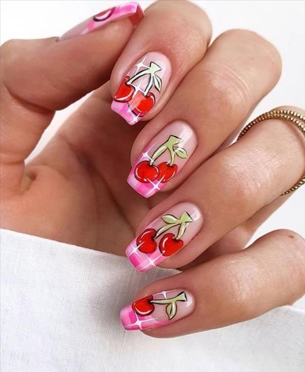 21 Pretty flower nails and fruit nails to bloom your spring and summer ...