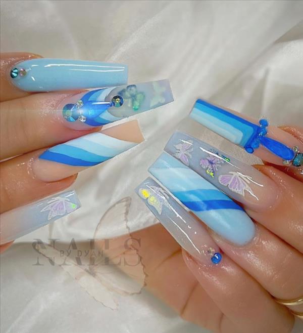 20 Best Ballerina nail shape design with butterfly nail! - Mycozylive.com