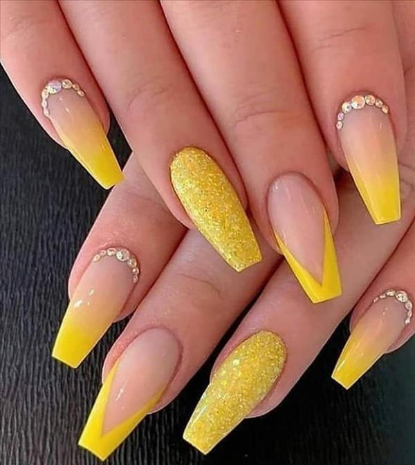 Glitter Coffin Nails With Rhinestones Bling Your Whole Summer Day Mycozylive Com