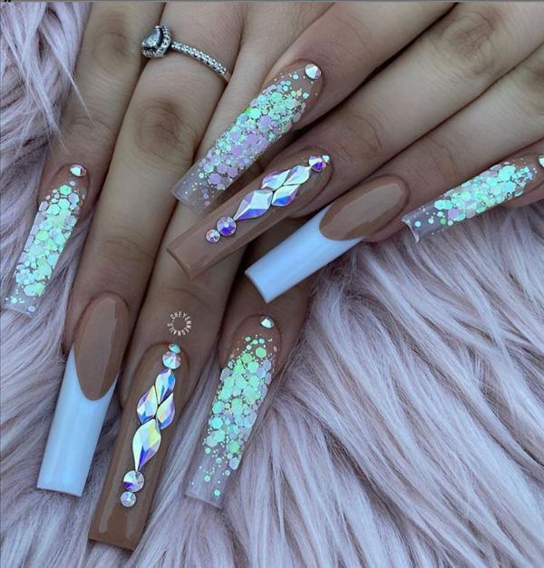 Glitter coffin nails with rhinestones bling your whole Summer day ...