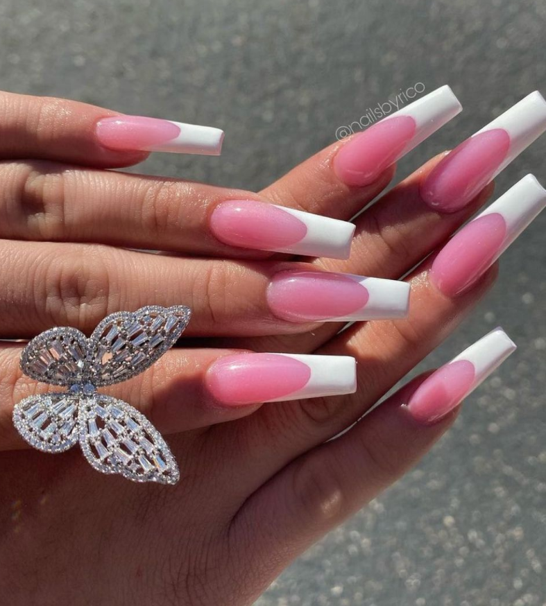 42 Elegant French tip nails for Ballerina acrylic nails 2021! - Cozy