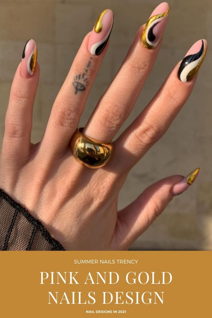 Stunning Pink And Gold Nails To Try This Summer 21