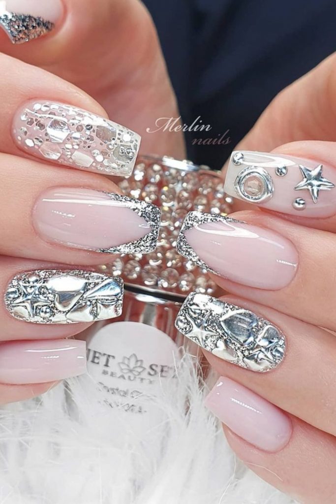 24 Elegant silver nails design for Prom nails to try 2021!