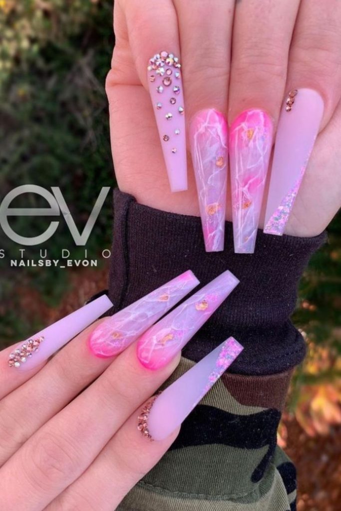 Best acrylic pink coffin nails design ideas to try 2021!