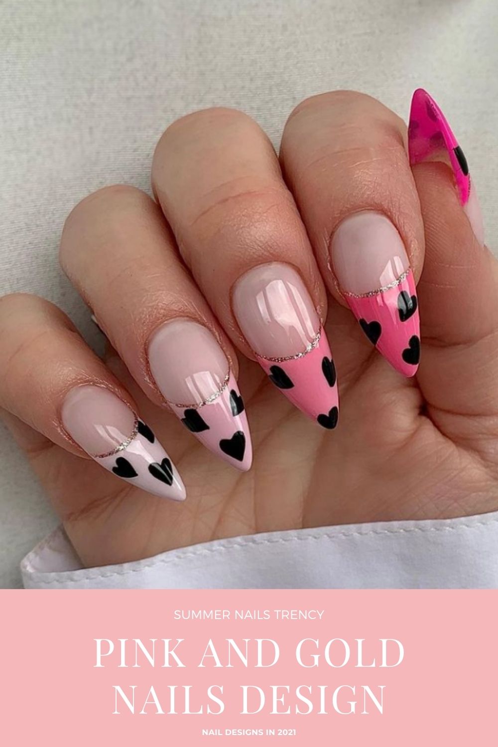 Stunning pink and gold nails to try this Summer 2021!