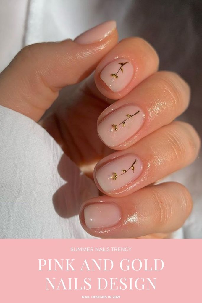 Stunning Pink And Gold Nails To Try This Summer 21