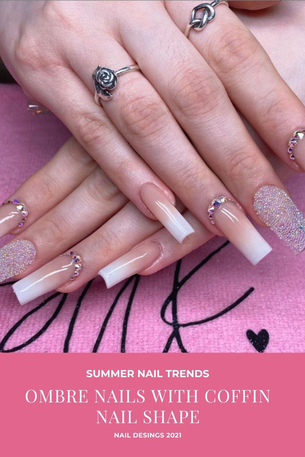 Elegant ombre nails with coffin shaped nail to express yourself!