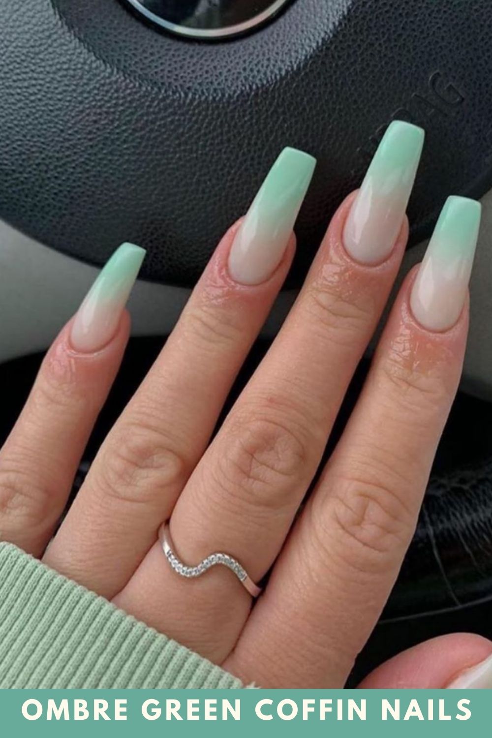 30 Aesthetic ombre green coffin nails design that are perfect for summer