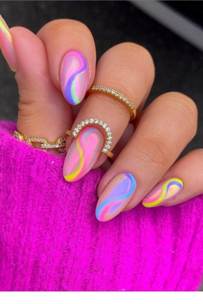 35 Cute Summer Pastel Nails With Almond shaped nails 2021!