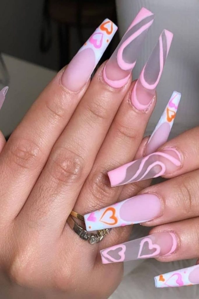 Acrylic Pink Coffin Nails Image