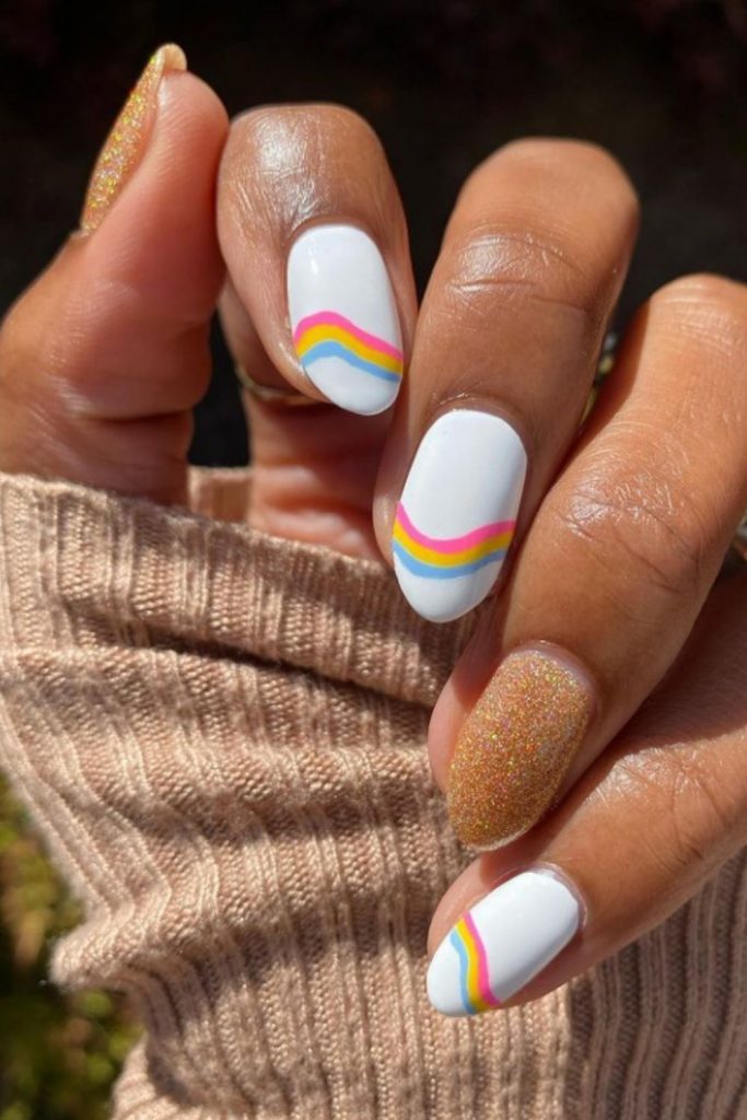 Awesome pastel nails with short almond-shaped nails to spice up your look!