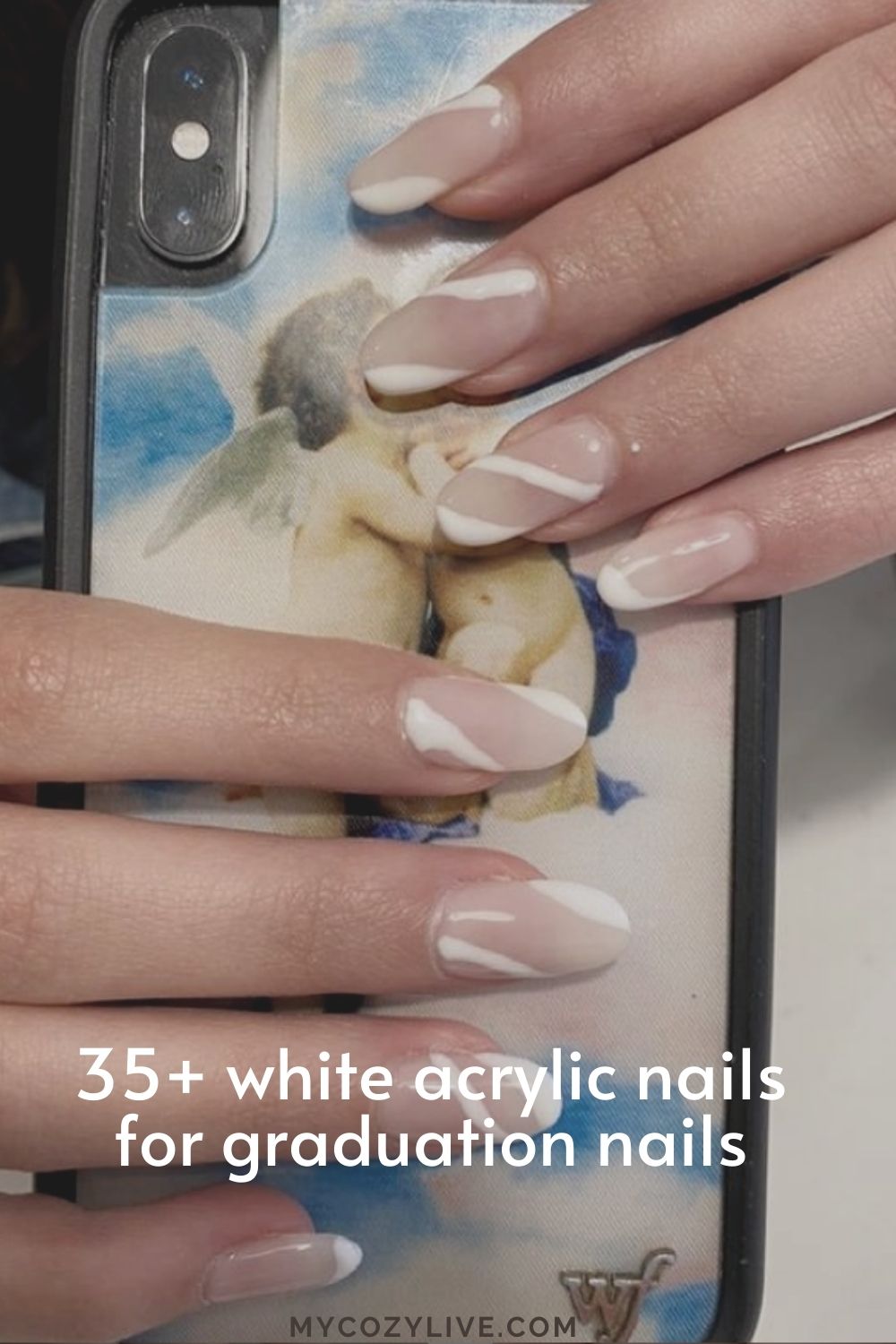 35+ Best trend of white acrylic nails for graduation nails