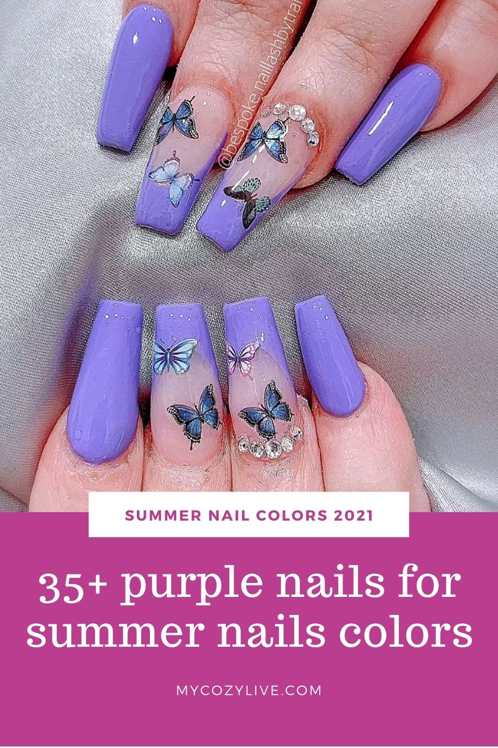  Purple nails for summer nail colors become a hit in the summer holiday.