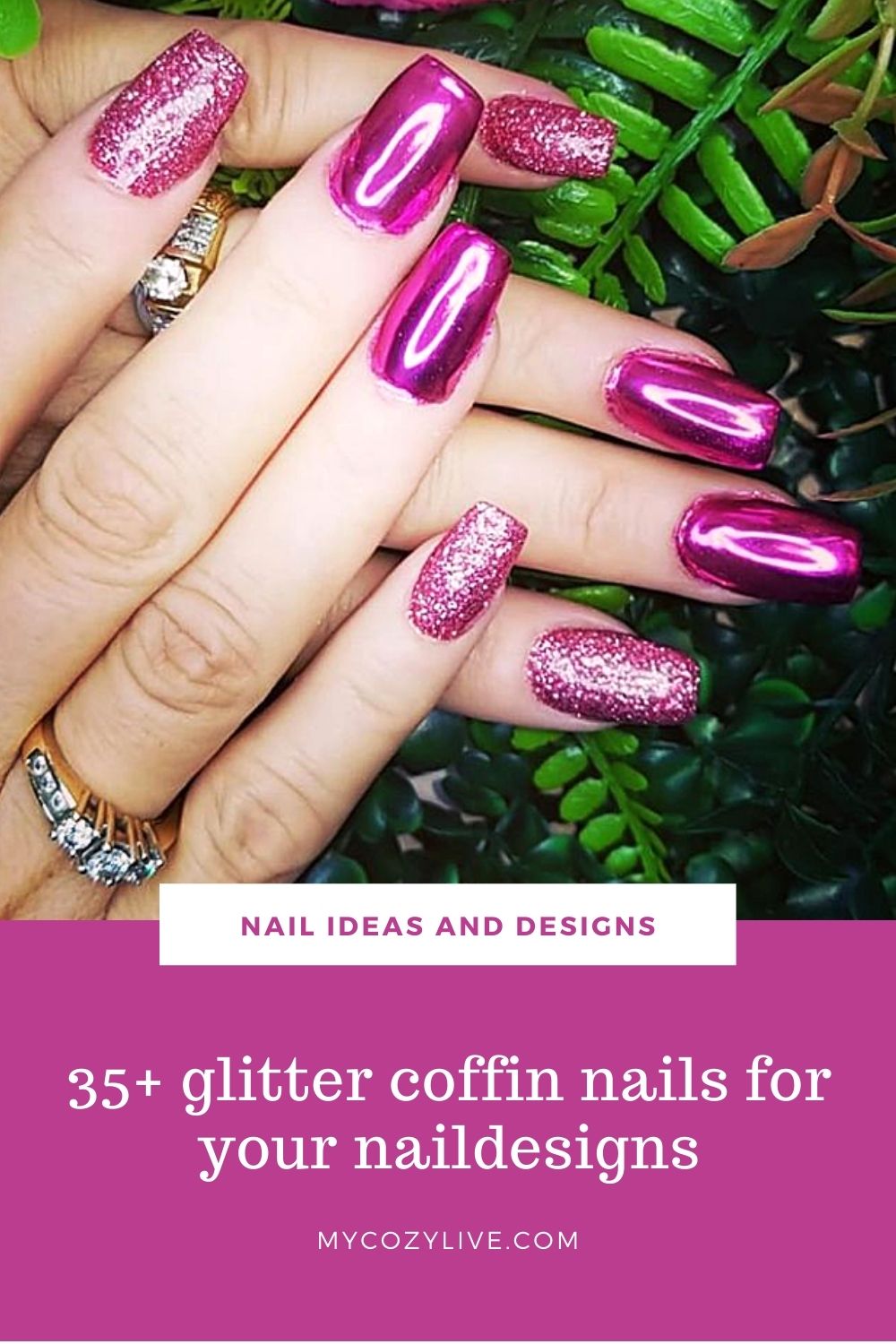 Glitter coffin nails designs and ideas for your summer nails