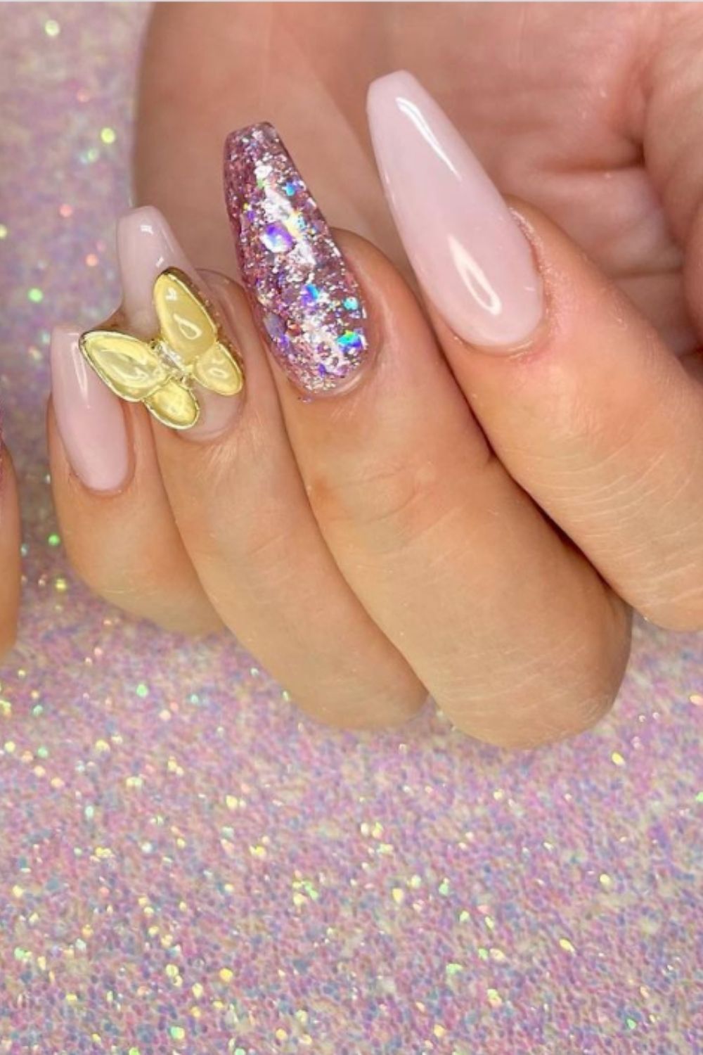 Glitter coffin nails designs and ideas for your summer nails