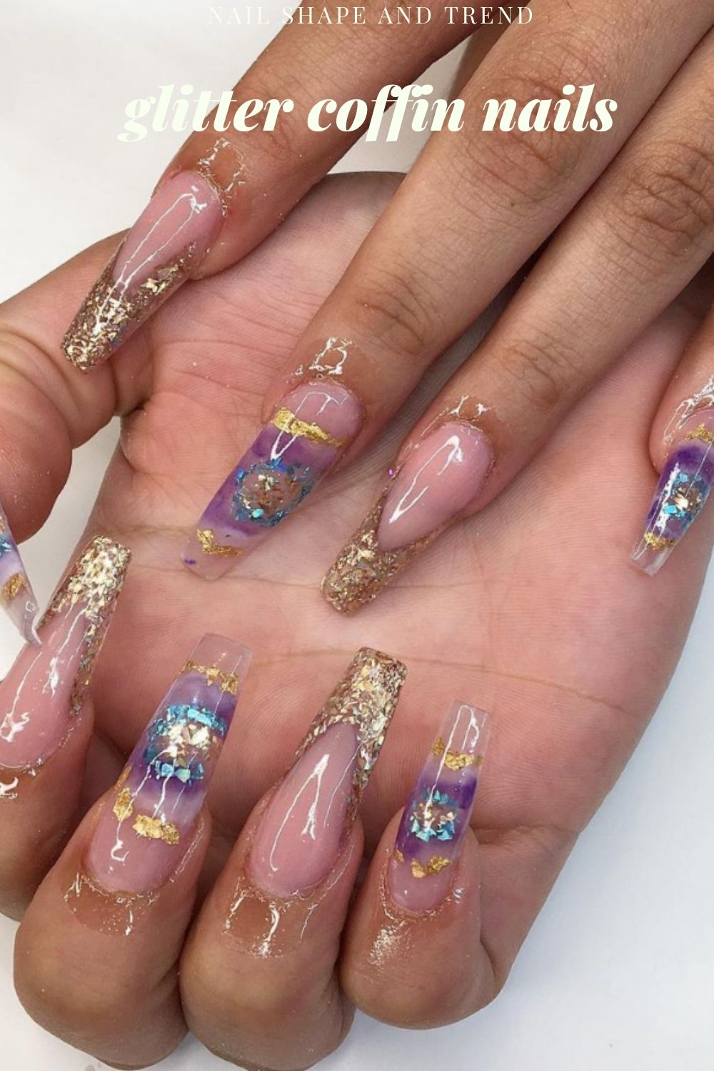 Glitter coffin nails designs and ideas for your summer nails