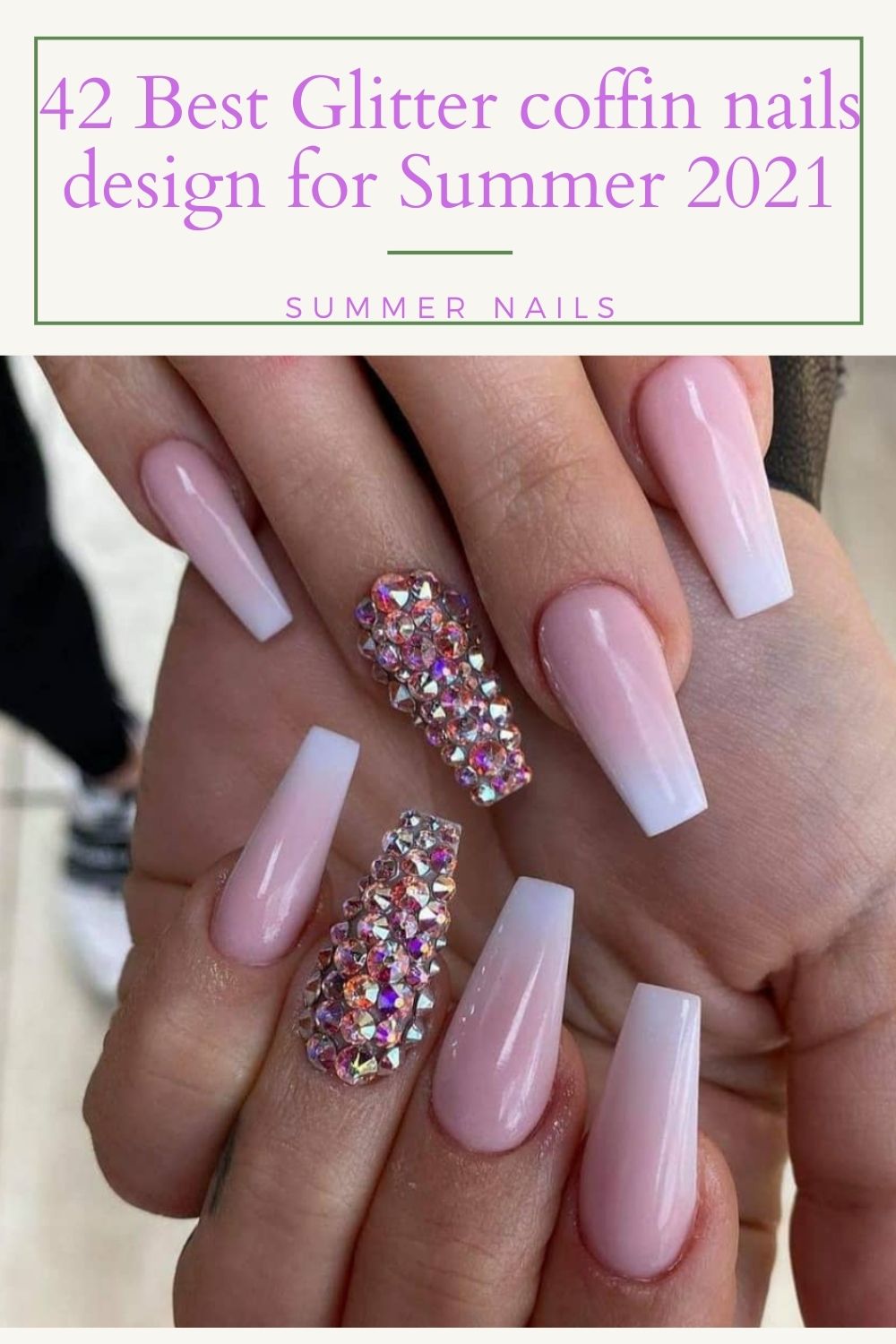 42 Acrylic Glitter Coffin Nails Designs For Summer 21