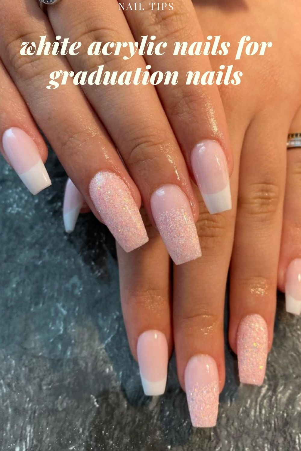 35+ Best trend of white acrylic nails for graduation nails