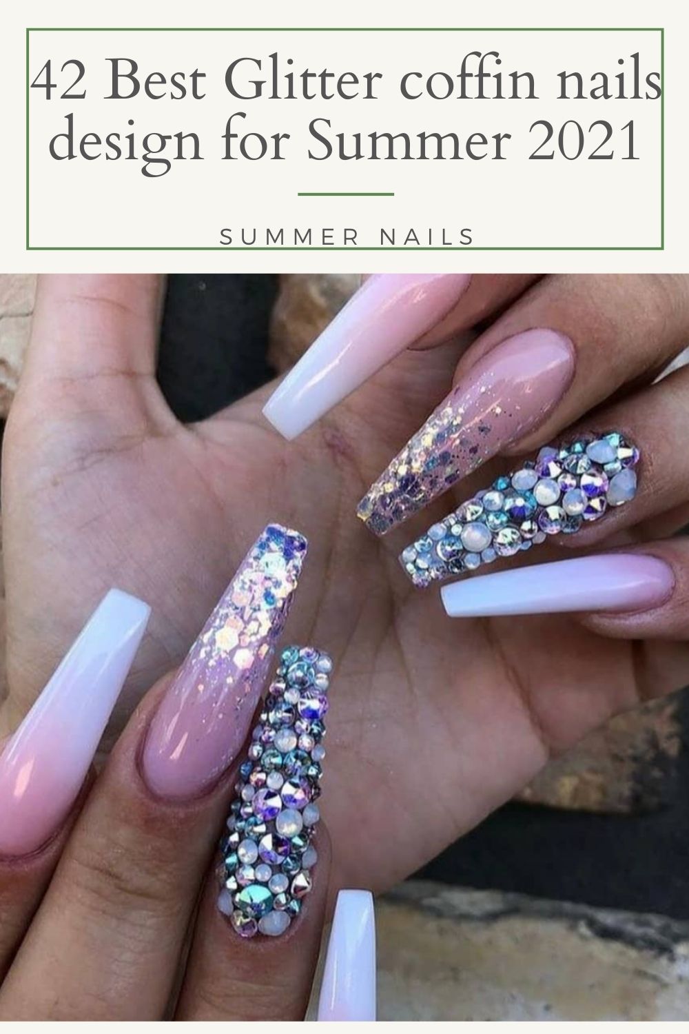 Acrylic Glitter coffin nails designs for Summer 2021!