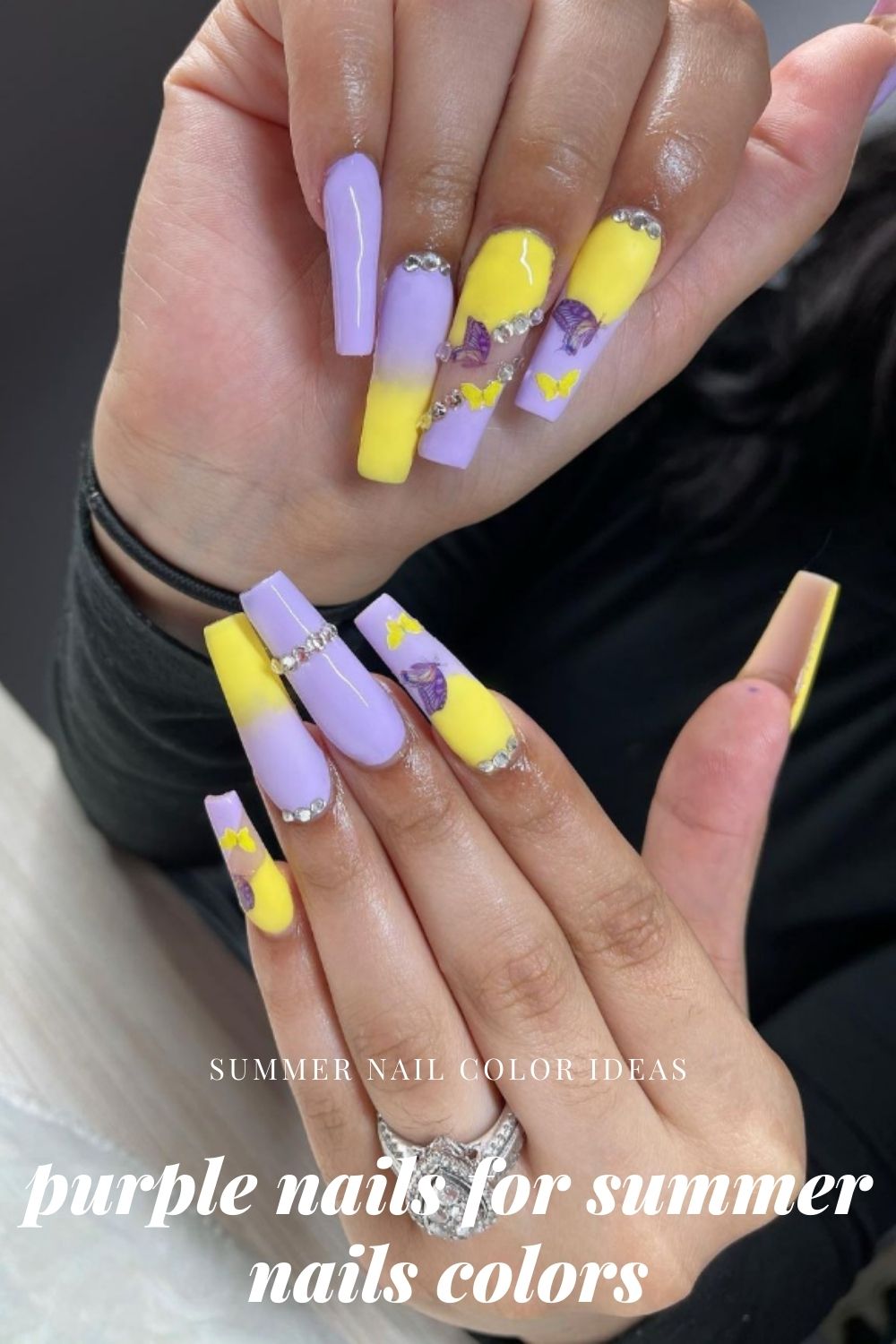  Purple nails for summer nail colors become a hit in the summer holiday.