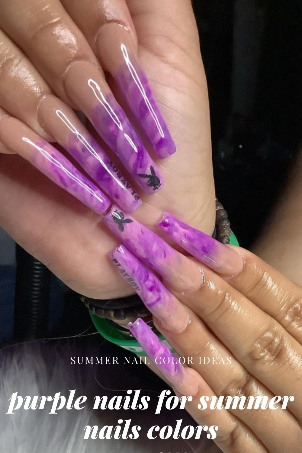  Purple nails for summer nail colors become a hit in the summer holiday.