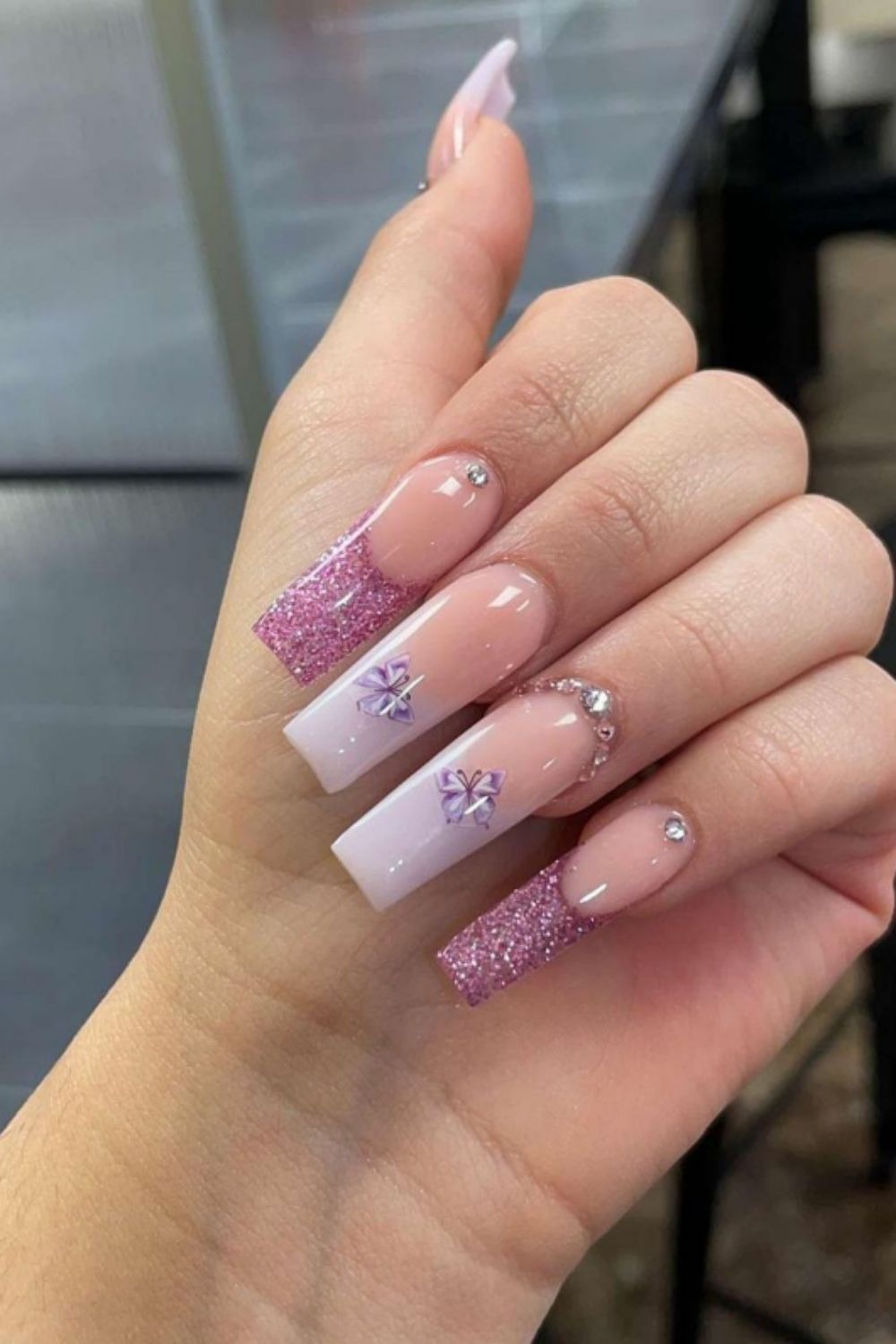 Glitter coffin nails designs and ideas for your summer nails