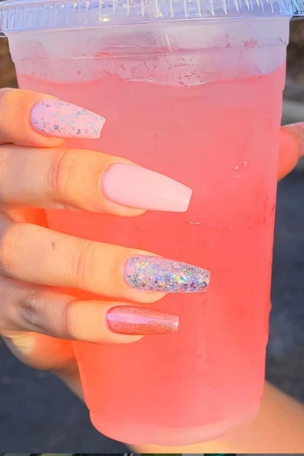 Glitter coffin nails designs and ideas for your summer nails