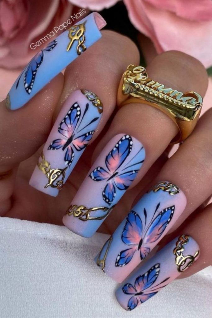 Butterfly nails | best acrylic nails art design for 2021