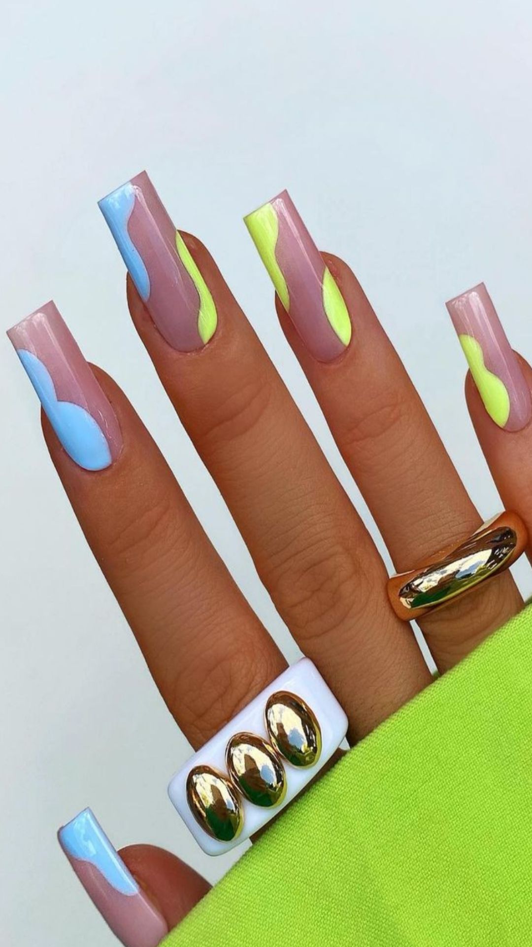 Colored acrylic coffin nails for Summer and Fall 2021! #coffinnails #acrylicnails #fallcoffinnails #summercoffinnail #acryliccoffinnails