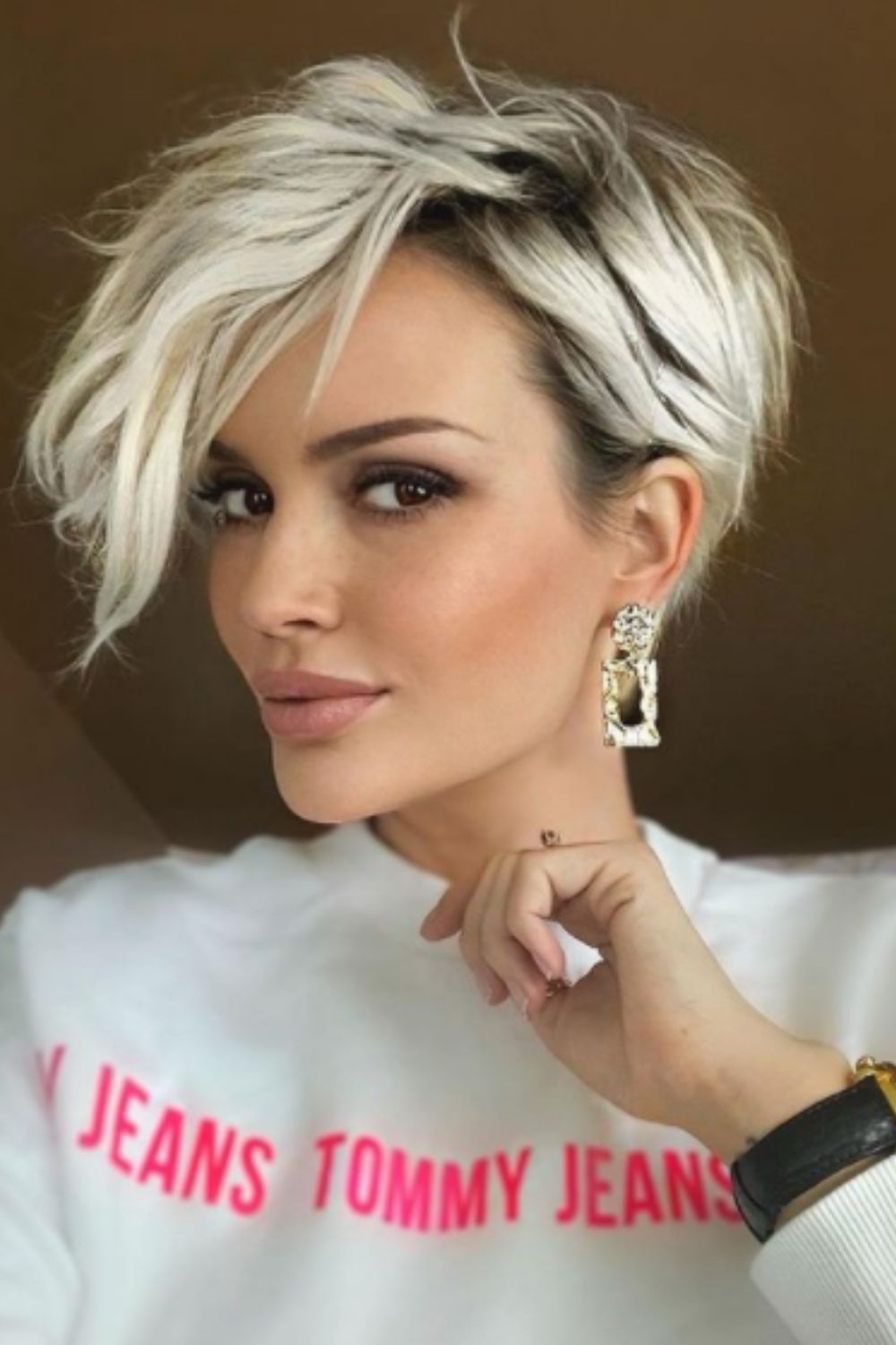 Blonde Asymmetrical Pixie Haircut