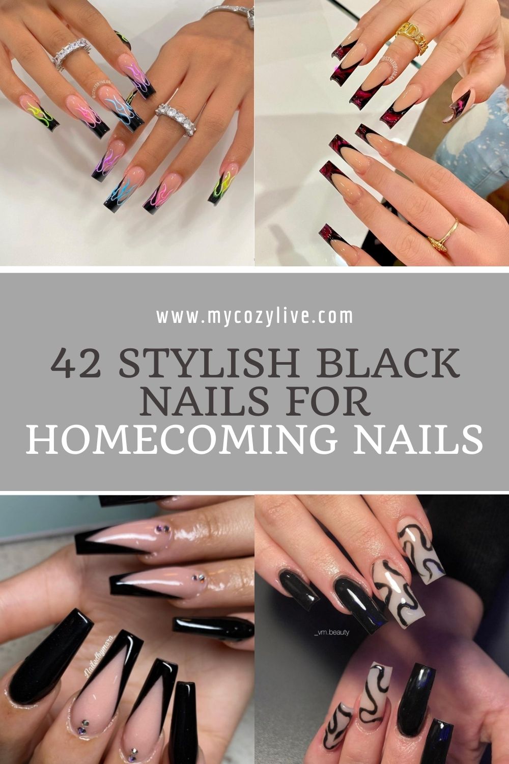 45 Top Homecoming nails with black nails 2021 to try