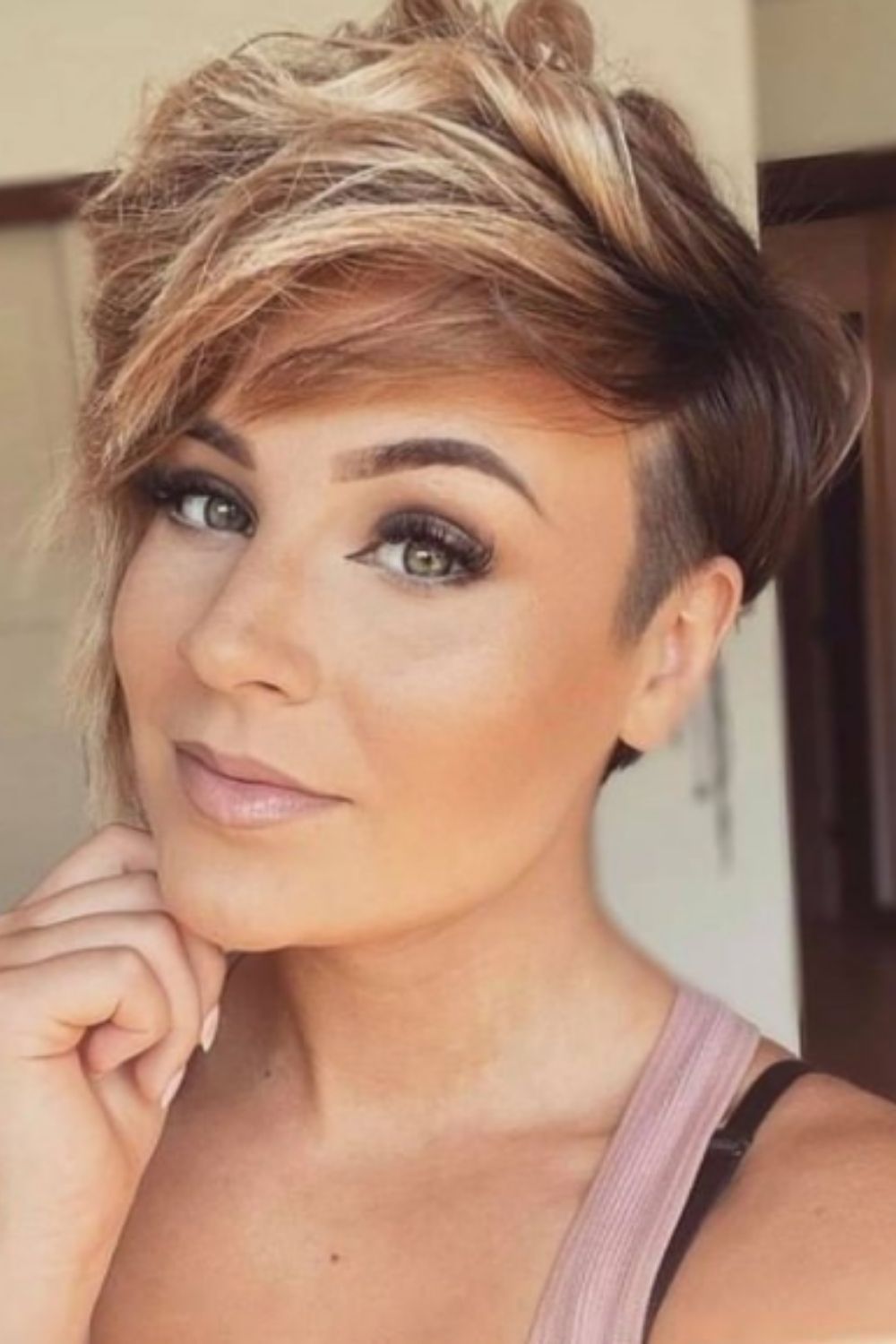 Blonde Asymmetrical Pixie Haircut