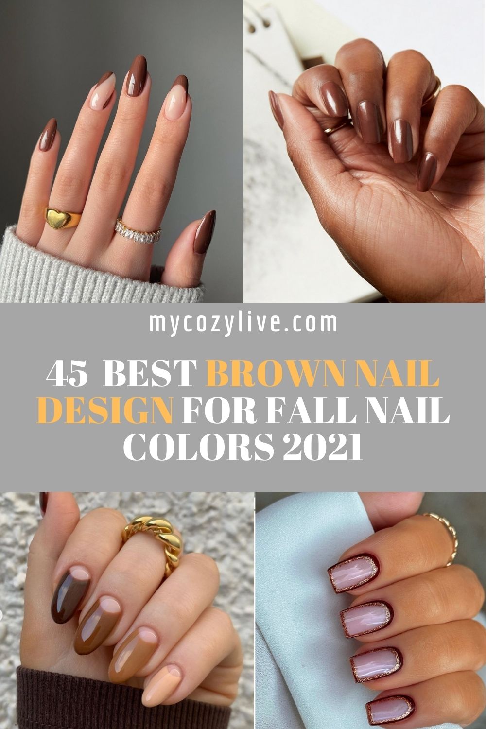 Best Brown nails design ideas for Short Fall nail colors 2021