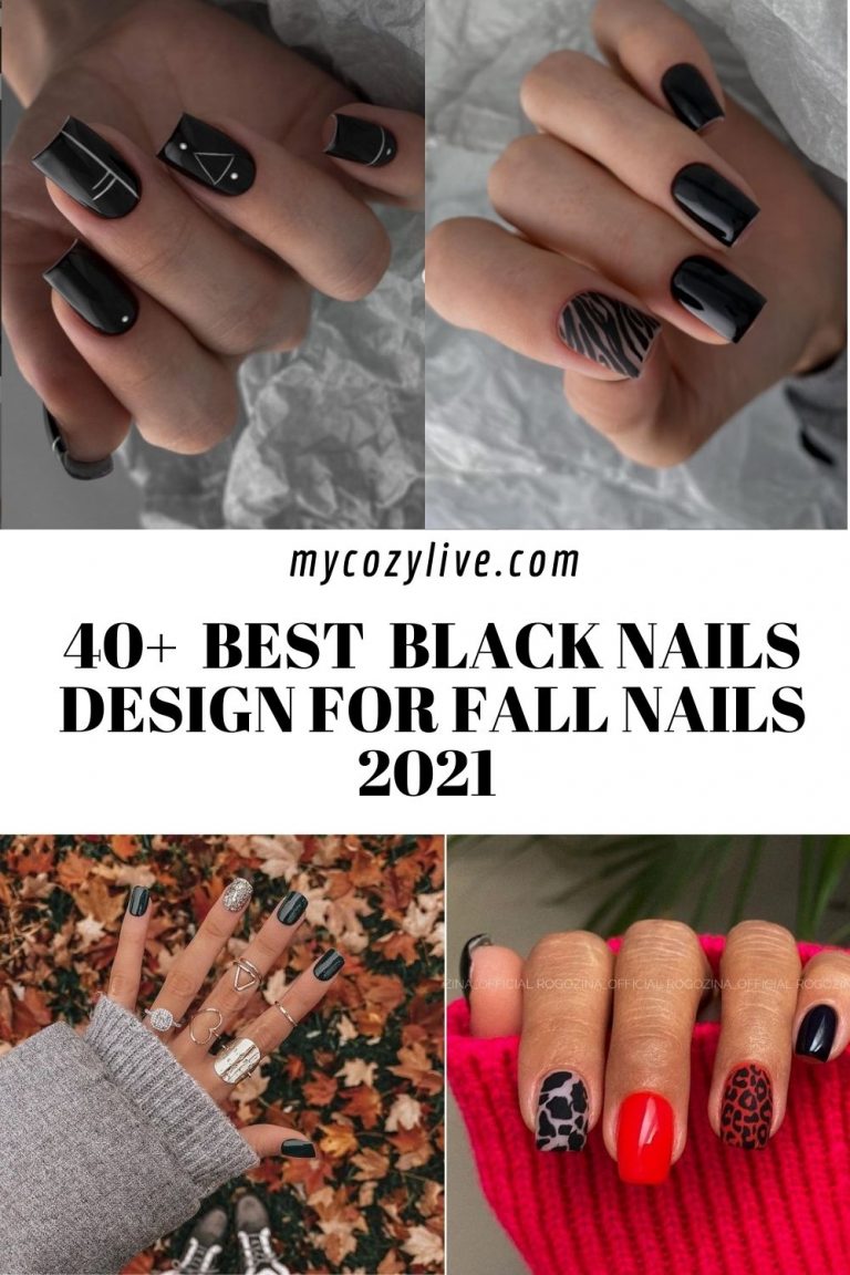 43 Best Black Acrylic Nails Designs in Short square nails for 2021